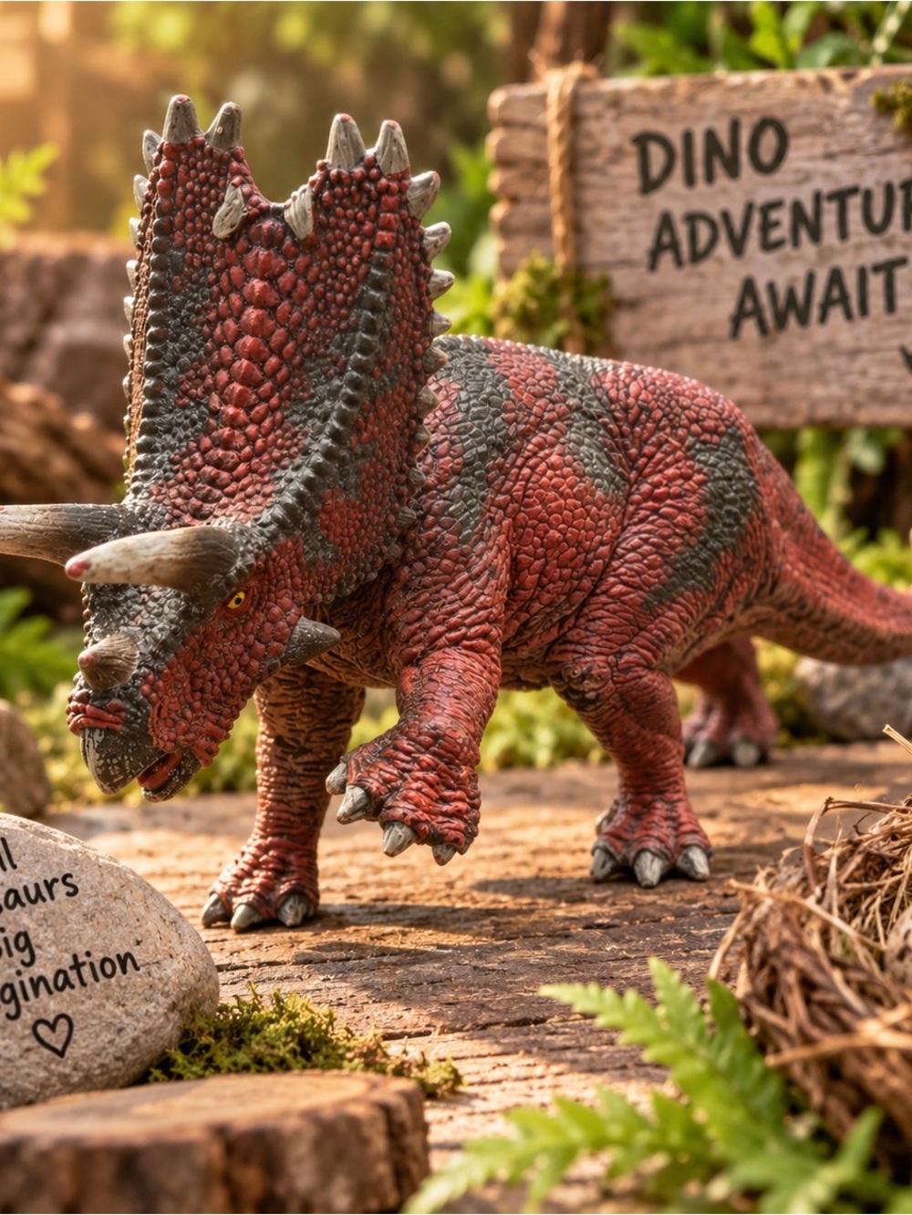 Schleich Retired 2013 Pentaceratops Red Horned Dinosaur Figurine Model 14531